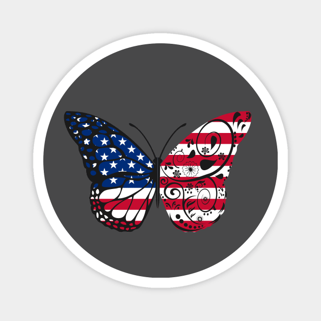 United states - USA Flag Patriotic Butterfly Design Magnet by Anonic